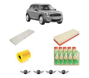Set Pachet filtre revizie Bosch, 5 litrii ulei Castrol 5W30 MINI MINI COUNTRYMAN (R60) Cooper ALL4 din 2012-2016, 4x Stickere auto cu MINI - Img 2