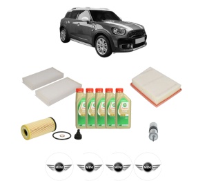 Set Pachet filtre revizie Bosch, 5 litrii ulei Castrol 5W30 MINI MINI COUNTRYMAN (F60) One din 2017, 4x Stickere auto cu MINI - Img 2