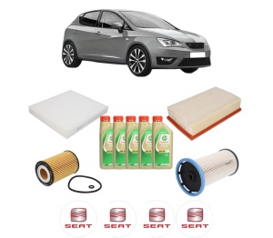 Set Pachet filtre revizie Bosch, 5 litrii ulei Castrol 5W30 SEAT IBIZA V (KJ1, KJG) 1.6 TDI din 2017, 4x Stickere auto cu SEAT - Img 2