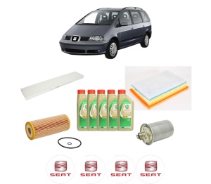 Set Pachet filtre revizie Bosch, 5 litrii ulei Castrol 5W30 SEAT ALHAMBRA VAN (7V8, 7V9) 1.9 TDI 4motion din 2002-2008, 4x Stickere auto cu SEAT - Img 2