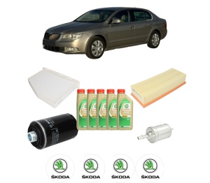 Set Pachet filtre revizie Bosch, 5 litrii ulei Castrol 5W30 SKODA SUPERB II Estate (3T5) 1.8 TSI din 2009-2015, 4x Stickere auto cu SKODA - Img 2