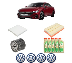 Set Pachet filtre revizie Bosch, 5 litrii ulei Castrol 5W30 Volkswagen ARTEON (3H7, 3H8) 1.5 TSI din 2017, 4x Stickere auto cu Volkswagen - Img 2