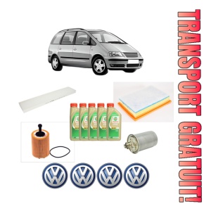 Set Pachet filtre revizie Bosch, 5 litrii ulei Castrol 5W30 Volkswagen SHARAN (7M8, 7M9, 7M6) 1.9 TDI din 2002-2010, 4x Stickere auto cu Volkswagen