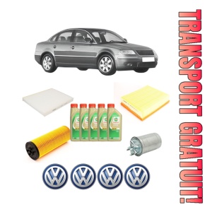 Set Pachet filtre revizie Bosch, 5 litrii ulei Castrol 5W30 Volkswagen PASSAT B5.5 (3B3) 2.5 TDI din 2003-2005, 4x Stickere auto cu Volkswagen
