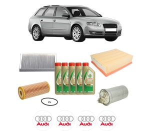 Set Pachet filtre revizie Bosch, 5 litrii ulei Castrol 5W40 AUDI A4 B7 Avant (8ED) 1.9 TDI din 2004-2008, 4x Stickere auto cu AUDI - Img 2