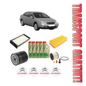 Set Pachet filtre revizie Bosch, 5 litrii ulei Castrol 5W40 CITROEN C5 I (DC_) 2.0 HDi (DCRHZB, DCRHZE) din 2001-2004, 4x Stickere auto cu CITROEN