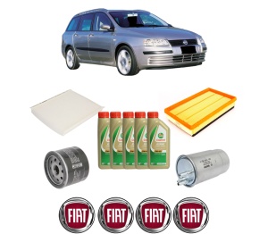 Set Pachet filtre revizie Bosch, 5 litrii ulei Castrol 5W40 FIAT STILO (192_) 1.9 D Multijet din 2005-2006, 4x Stickere auto cu FIAT - Img 2