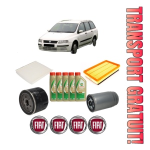 Set Pachet filtre revizie Bosch, 5 litrii ulei Castrol 5W40 FIAT STILO Multi Wagon (192_) 1.9 JTD din 2004-2008, 4x Stickere auto cu FIAT