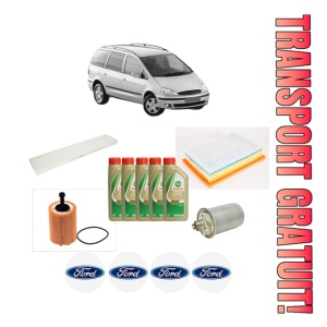 Set Pachet filtre revizie Bosch, 5 litrii ulei Castrol 5W40 FORD GALAXY I (WGR) 1.9 TDI din 2003-2006, 4x Stickere auto cu FORD
