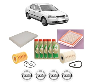 Set Pachet filtre revizie Bosch, 5 litrii ulei Castrol 5W40 OPEL ASTRA G Saloon (T98) 1.7 CDTI (F69) din 2003-2009, 4x Stickere auto cu OPEL - Img 2