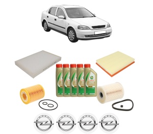 Set Pachet filtre revizie Bosch, 5 litrii ulei Castrol 5W40 OPEL ASTRA G Saloon (T98) 1.7 DTI 16V (F69) din 2000-2005, 4x Stickere auto cu OPEL - Img 2