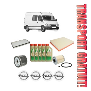 Set Pachet filtre revizie Bosch, 5 litrii ulei Castrol 5W40 OPEL MOVANO A Van (X70) 1.9 DTI (FD) din 2001, 4x Stickere auto cu OPEL