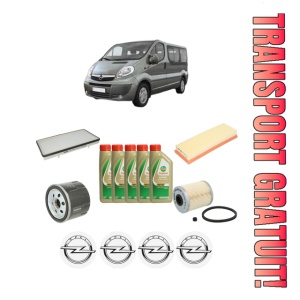 Set Pachet filtre revizie Bosch, 5 litrii ulei Castrol 5W40 OPEL VIVARO A Bus (X83) 1.9 DI (F7, J7, A07) din 2001-2006, 4x Stickere auto cu OPEL