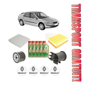 Set Pachet filtre revizie Bosch, 5 litrii ulei Castrol 5W40 RENAULT LAGUNA II (BG0/1_) 1.9 dCi (BG0R, BG0E) din 2001-2005, 4x Stickere auto cu RENAULT
