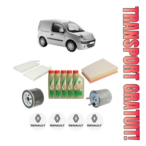 Set Pachet filtre revizie Bosch, 5 litrii ulei Castrol 5W40 RENAULT KANGOO Express (FW0/1_) 1.5 dCi 70 (FW0A, KW0V) din 2008, 4x Stickere auto cu RENAULT