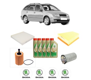 Set Pachet filtre revizie Bosch, 5 litrii ulei Castrol 5W40 SKODA FABIA I Combi (6Y5) 1.4 TDI din 2003-2007, 4x Stickere auto cu SKODA - Img 2