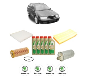 Set Pachet filtre revizie Bosch, 5 litrii ulei Castrol 5W40 SKODA Octavia I Estate Van (1U5) 1.9 TDI din 2000-2010, 4x Stickere auto cu SKODA - Img 2