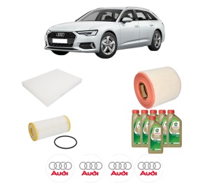 Set Pachet filtre revizie Bosch, 6 litrii ulei Castrol 0W20 AUDI A6 C8 (4A2) 45 TFSI Mild Hybrid quattro din 2020, 4x Stickere auto cu AUDI - Img 2
