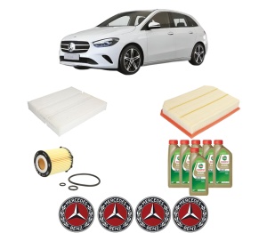 Set Pachet filtre revizie Bosch, 6 litrii ulei Castrol 0W20 MERCEDES-BENZ B-CLASS Sports Tourer (W247) B 250 (247.046) din 2019, 4x Stickere auto cu MERCEDES-BENZ - Img 2