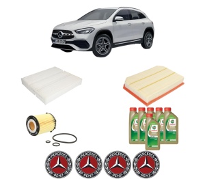 Set Pachet filtre revizie Bosch, 6 litrii ulei Castrol 0W20 MERCEDES-BENZ GLA (H247) AMG GLA 35 4-matic (247.751) din 2020, 4x Stickere auto cu MERCEDES-BENZ - Img 2