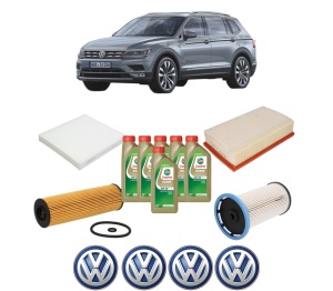 Set Pachet filtre revizie Bosch, 6 litrii ulei Castrol 0W20 Volkswagen TIGUAN ALLSPACE (BW2, BJ2) 2.0 TDI din 2017, 4x Stickere auto cu Volkswagen - Img 2