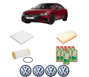 Set Pachet filtre revizie Bosch, 6 litrii ulei Castrol 0W20 Volkswagen ARTEON (3H7, 3H8) 2.0 TSI din 2017, 4x Stickere auto cu Volkswagen - Img 2