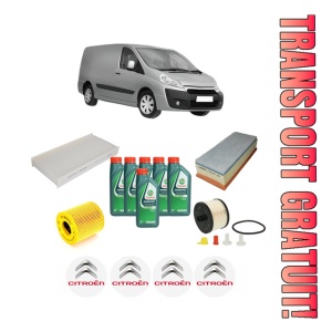 Set Pachet filtre revizie Bosch, 6 litrii ulei Castrol 10W40 CITROEN JUMPY II Van 2.0 HDi 120 din 2007-2016, 4x Stickere auto cu CITROEN