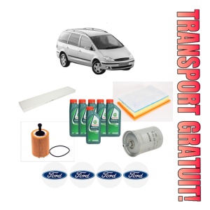 Set Pachet filtre revizie Bosch, 6 litrii ulei Castrol 10W40 FORD GALAXY I (WGR) 2.8 V6 din 2000-2006, 4x Stickere auto cu FORD