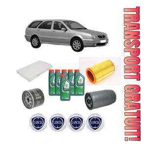 Set Pachet filtre revizie Bosch, 6 litrii ulei Castrol 10W40 LANCIA LYBRA SW (839_) 2.4 JTD (839.BXE1A) din 2002-2005, 4x Stickere auto cu LANCIA