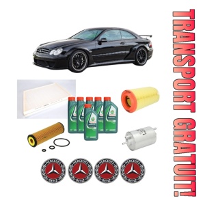Set Pachet filtre revizie Bosch, 6 litrii ulei Castrol 10W40 MERCEDES-BENZ CLK (C209) CLK 200 CGI (209.343) din 2003-2009, 4x Stickere auto cu MERCEDES-BENZ