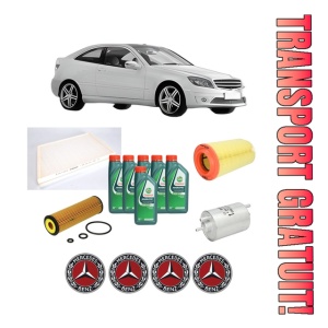 Set Pachet filtre revizie Bosch, 6 litrii ulei Castrol 10W40 MERCEDES-BENZ CLC-CLASS (CL203) CLC 200 Kompressor (203.741) din 2008-2011, 4x Stickere auto cu MERCEDES-BENZ