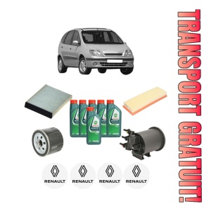 Set Pachet filtre revizie Bosch, 6 litrii ulei Castrol 10W40 RENAULT SCENIC I MPV (JA0/1_, FA0_) 1.9 dCi RX4 din 2000-2003, 4x Stickere auto cu RENAULT