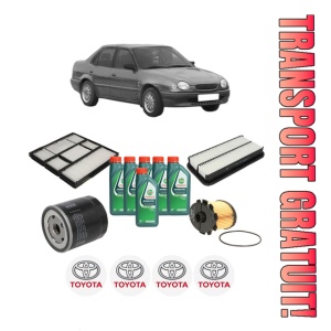 Set Pachet filtre revizie Bosch, 6 litrii ulei Castrol 10W40 TOYOTA COROLLA (_E11_) 1.9 D (WZE110_, WZE110R) din 2000-2001, 4x Stickere auto cu TOYOTA