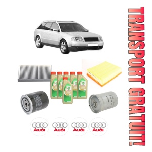 Set Pachet filtre revizie Bosch, 6 litrii ulei Castrol 5W30 AUDI A6 C5 Avant (4B5, 4B6) 2.4 din 2001-2005, 4x Stickere auto cu AUDI