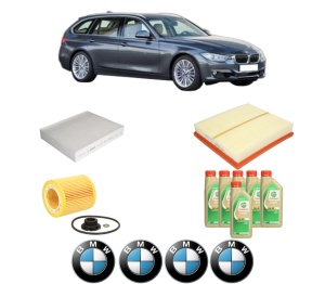 Set Pachet filtre revizie Bosch, 6 litrii ulei Castrol 5W30 BMW Seria 3 Touring (F31) 320 i xDrive din 2013-2015, 4x Stickere auto cu BMW - Img 2