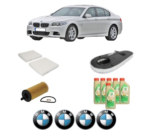 Set Pachet filtre revizie Bosch, 6 litrii ulei Castrol 5W30 BMW Seria 5 (F10) 518 d din 2013-2014, 4x Stickere auto cu BMW - Img 2