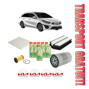 Set Pachet filtre revizie Bosch, 6 litrii ulei Castrol 5W30 KIA CEE'D Combi Van (JD) 1.4 CRDi din 2015-2018, 4x Stickere auto cu KIA