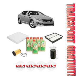 Set Pachet filtre revizie Bosch, 6 litrii ulei Castrol 5W30 KIA OPTIMA (FSGDS6B) 1.7 CRDi din 2012-2015, 4x Stickere auto cu KIA