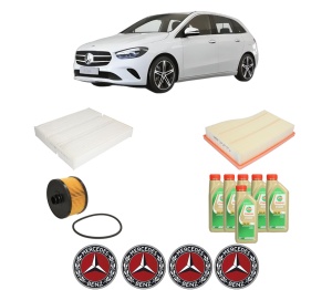 Set Pachet filtre revizie Bosch, 6 litrii ulei Castrol 5W30 MERCEDES-BENZ B-CLASS Sports Tourer (W247) B 160 (247.082) din 2019, 4x Stickere auto cu MERCEDES-BENZ - Img 2