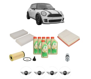 Set Pachet filtre revizie Bosch, 6 litrii ulei Castrol 5W30 MINI MINI CLUBMAN (F54) Cooper S din 2014, 4x Stickere auto cu MINI - Img 2