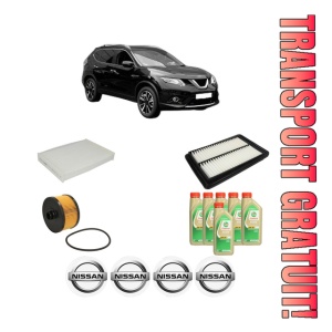Set Pachet filtre revizie Bosch, 6 litrii ulei Castrol 5W30 NISSAN X-TRAIL III (T32_, T32R, T32RR) 1.3 DIG-T din 2019, 4x Stickere auto cu NISSAN