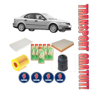 Set Pachet filtre revizie Bosch, 6 litrii ulei Castrol 5W30 SAAB 9-3 (YS3F, E79, D79, D75) 1.9 TiD din 2004-2015, 4x Stickere auto cu SAAB
