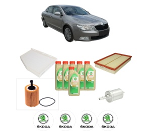 Set Pachet filtre revizie Bosch, 6 litrii ulei Castrol 5W30 SKODA SUPERB II (3T4) 3.6 FSI 4x4 din 2008-2015, 4x Stickere auto cu SKODA - Img 2