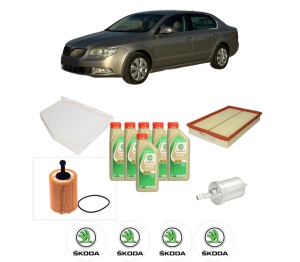 Set Pachet filtre revizie Bosch, 6 litrii ulei Castrol 5W30 SKODA SUPERB II Estate (3T5) 3.6 V6 4x4 din 2009-2015, 4x Stickere auto cu SKODA - Img 2