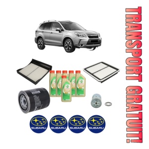 Set Pachet filtre revizie Bosch, 6 litrii ulei Castrol 5W30 SUBARU FORESTER (SJ_) 2.0 D AWD (SJD) din 2013, 4x Stickere auto cu SUBARU