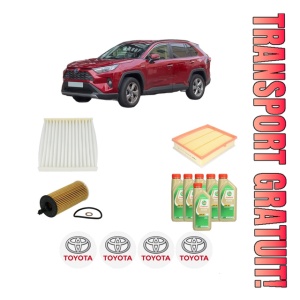 Set Pachet filtre revizie Bosch, 6 litrii ulei Castrol 5W30 TOYOTA RAV 4 IV (_A4_) 2.0 D (WWA42_) din 2015-2018, 4x Stickere auto cu TOYOTA