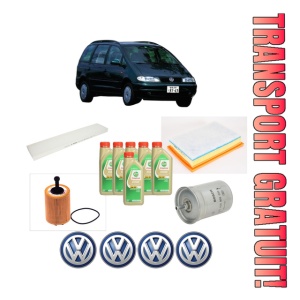 Set Pachet filtre revizie Bosch, 6 litrii ulei Castrol 5W30 Volkswagen SHARAN VAN (7M_) 2.8 VR6 (7M9) din 2001-2003, 4x Stickere auto cu Volkswagen