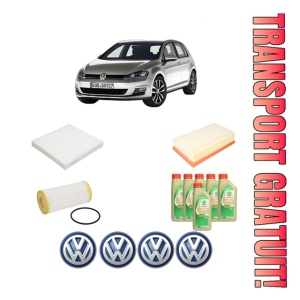 Set Pachet filtre revizie Bosch, 6 litrii ulei Castrol 5W30 Volkswagen GOLF VII Van (5G1) 2.0 GTi din 2015-2017, 4x Stickere auto cu Volkswagen