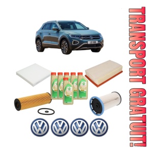 Set Pachet filtre revizie Bosch, 6 litrii ulei Castrol 5W30 Volkswagen T-ROC (A11, D11) 2.0 TDI din 2018, 4x Stickere auto cu Volkswagen