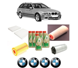 Set Pachet filtre revizie Bosch, 6 litrii ulei Castrol 5W40 BMW Seria 5 Touring (E39) 520 d din 2000-2003, 4x Stickere auto cu BMW - Img 2
